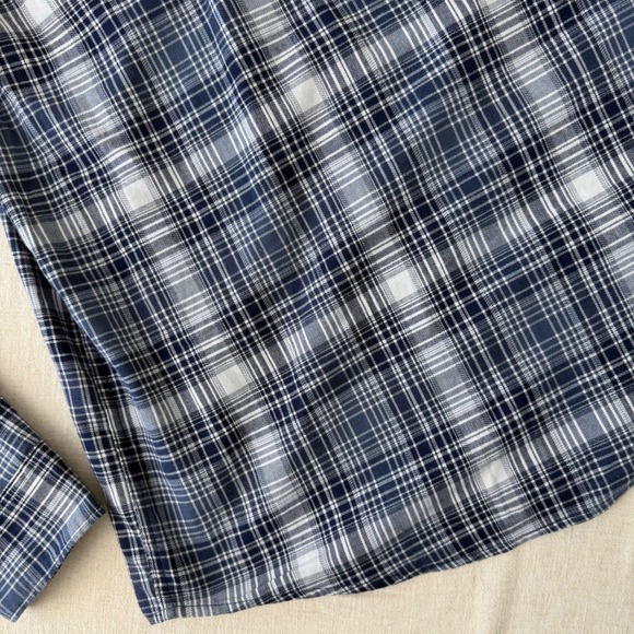 Wrangler Mens Blue Plaid Pearl Snap Western Work Shirt Large - Picture 4 of 11